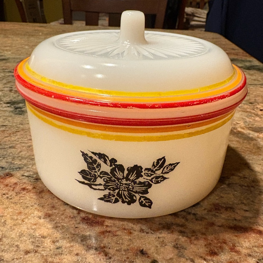 Vintage Hazel-Atlas Platonite Refrigerator Grease Drippings Utility Jar with Lid - Picture 3 of 8